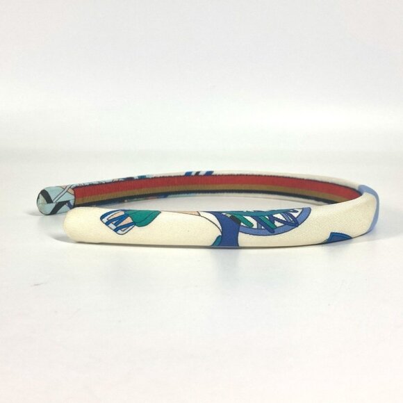HERMES Elsa hair accessories hair band headband Katyusha silk White/blue main image 12